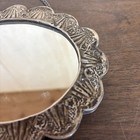 Vintage Turkish 900 Silver Repousse Hanging Mirror Ornate Floral Wedding Mirror