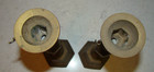 Vintage Pair Brass Candle Sticks Hexagon Base With Snuffer Hooks 12  Height