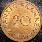 Saar Saarland 1954 - 20 Franken - Km 2