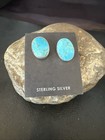 Blue Kingman Turquoise Navajo Sterling Silver Post Stud Earrings 20116