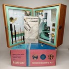 Vintage 1970s Tasco  972 Microscope Kit With Original Box Wood Case   Manual