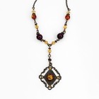 Antique Czech Glass Brass Filigree Intricate Foil Bead Crystal Necklace