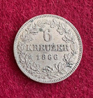 Bavaria  6 Kreuzer 1866 king Ludwig Ii    Rare - R   Condition  3500