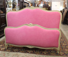 French Louis Xv Full Bed   Antique Painted Frame With New Pink Upholstery