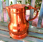 Rare Antique 1800s Large French   Dutch Heavy Copper Jug Pitcher W  Lid 11  Tall