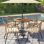 5 Piece Patio Dining Furniture Set Rattan Wicker Outdoor Table Chairs Set Garden