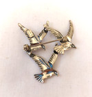Vintage Beau 925 Sterling Silver 3 Birds In Flight Brooch Pin 2  Marked  beau 