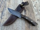Custom Handmade Hunting Knife Full Tang Acid Wash Micarta Handle Leather Sheath