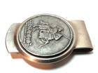 Vintage Silver Tone Excalibur Coin Medal Papper Money Hold Clip