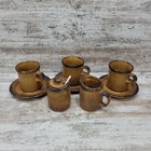 Mccoy Pottery Mesa Canyon Creamer  Sugar  Saucers  Cups Brown Vtg Lot