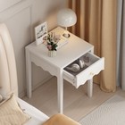 White Nightstand With Drawer Modern Bedside Table Wavy Design Small End Table