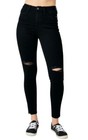 Judy Blue Womens Slim Fit Jeans 3 26 Black Skinny Raw Hem Ripped Stretch Ankle