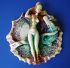 Vintage 7  Ashtray Resin Style Sexy Exotic Woman Laying With Alligator Ash Tray