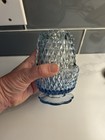 Vintage Mcm Indiana Glass Diamond Point Ice Blue Rare Fairy Lamp No Issues