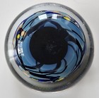 Rollin Karg Art Glass Handblown Paperweight Iridescent 4  Wide Signed Blue