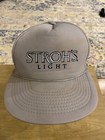 Vintage Strohs Light Beer Grey Silver Mesh Snapback Trucker Hat Baseball Cap