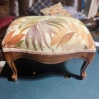 Ottoman Footstool Foot Stool Leaves  Curved Wooden Legs Decor 15   w 11   h