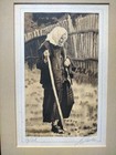 Vintage Framed Original Charcoal Drawing Of A Mysterious   Lovely Older Woman 