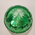 Vintage Green Cut To Clear Glass Powder Jar W Lid Art Deco Vanity Bohemian