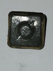 Antique Black Glass Button Gold Floral Center Victorian Era Square 7 8  Vintage