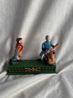 Vintage Cast Iron Home Town Battery Baseball Mechanical Coin Bank  Hand Painted
