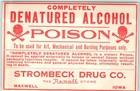Vtg Rexall Poison Label Skull Crossbones Alcohol Strombeck Drug Maxwell Iowa