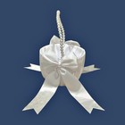 White Satin Flower Girl Basket Faux Pearl Handle Bowknot 8  X 5  X 5  Wedding