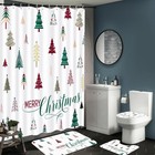 4pcs Christmas Bathroom Shower Curtain Decor Sets Xmas Tree Snowflake Rug Bat   