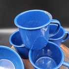 Vintage Blue Speckled Enamelware Camp Mug   Bowl Set 8pc Camping Graniteware