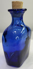 Vintage Square Cobalt Blue Glass Decor Decanter Bottle With Cork Stopper