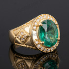 Men   s Emerald Stylist Gift Ring 925 Sterling Silver     Gold Plated Gemstone Ring