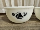 Vintage Mckee Sunbeam Mixmaster Sailboat Milk Glass Mixing Bowl Set 9   6 Inch