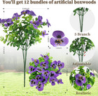 12 Bundles Artificial Fake Pansy Flowers For Outdoor - Yellow  White   Purple Fa