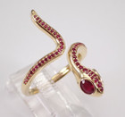 2ct Round Cut Lab Created Ruby Snake Women Wedding Ring 14k Yellow Gold Plated