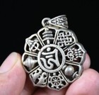 4cm Rare Old Chinese Miao Silver Feng Shui Buddhism Eight Treasures Pendant
