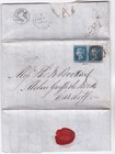 1857 Qv Fine Pair Of 2d Blue Stamps On Letter To Griffith Works Cardiff Wales