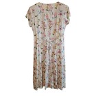 Vintage 90s Floral Dress Women Size 8 White Floral Midi Full Coquette Cottage