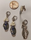 1 Blue Golf Bag Golf Clubs Silver 30mm  Bead Charm Pendant R715