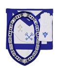 Masonic Blue Lodge Officer Aprons  Chain Collar With Jewel glove Set Pack  Of 12