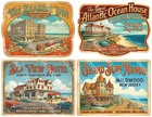 Vintage Nostalgic Hotel Luggage Stickers  4 Retro Labels On 1 Cut   Peel Sheet