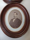 Pair Of Antique Victorian Oval Wood Picture Frames One With Photo Read
