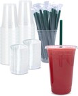 20 Oz Clear Plastic Cups With Lids And Straws  Disposable Drinking Cups For C   