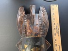  cm-303  Vintage Ashanti Tribal Beaded Hand Carved Wooden Mask Ghana Brass Inlay