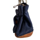 Pottery Barn Kids Diaper Tote Bag Navy Blue Canvas Brown Leather Top Handles
