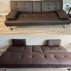 Espress Low Futon Sofa Bed Sleeper Faux Leather Convertible Couch Loveseat Game 
