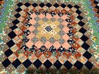 Vintage Handmade Trip Around The World Postage Stamp Quilt Top 64 X 72 5   