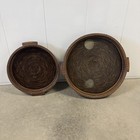 Faux Bamboo Metal   Rattan Round 2 Tier Tray Table