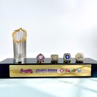 Atlanta Braves Mlb World Series Championship Trophy   4 Rings With Display Case