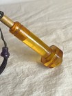Vintage Umbrella With Amber Lucite Handle Burgundy Canopy