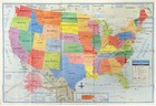 Wall Map Of The United States Usa Road Travel Maps City Name Us Poster 40  X 28
